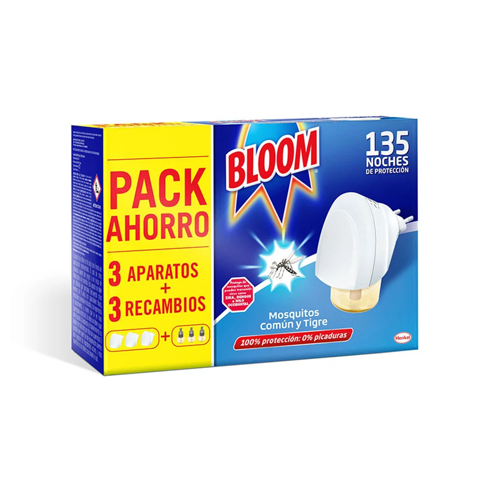 Pack Econ&ocirc;mico Insect Bloom 3 Unid. Aparelho + 3 Sobresselente Mosquitos Comum e Tigre