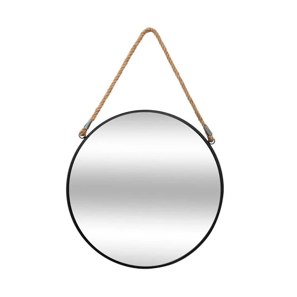Espelho Redondo Preto com Corda Diam.38cm