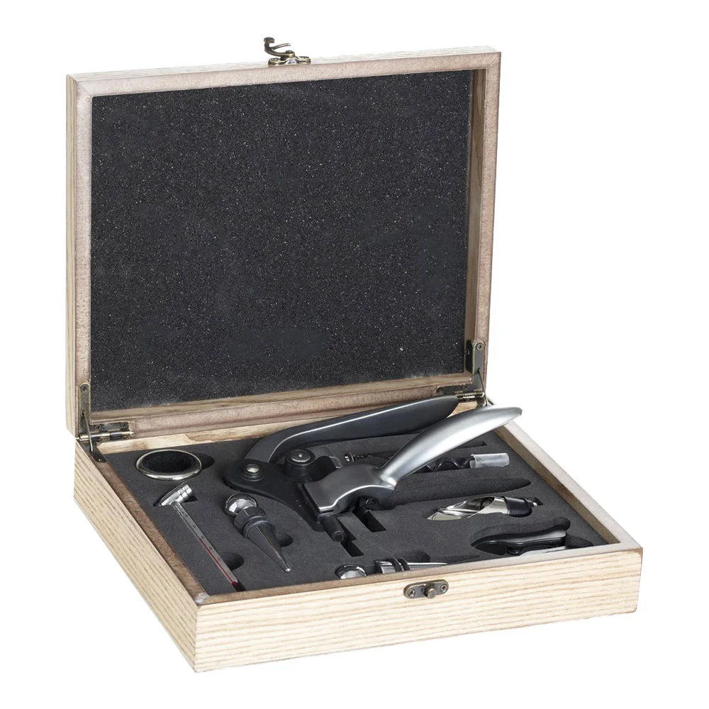 Box madeira sommelier 9 peças