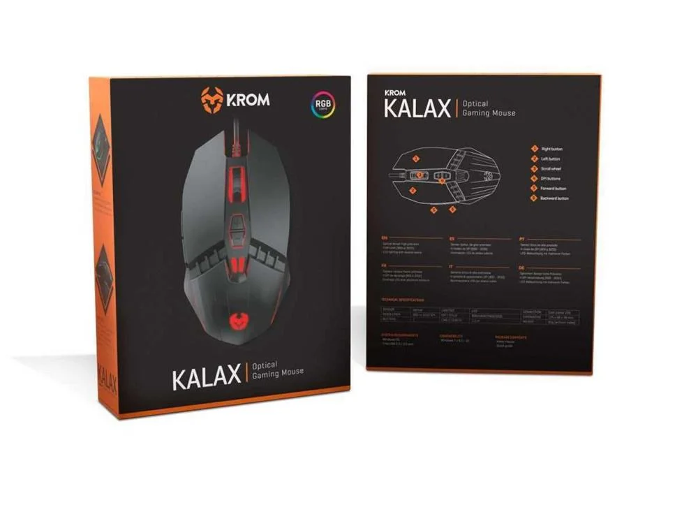 Ratón Krom Kalax Negro 3200 Dpi