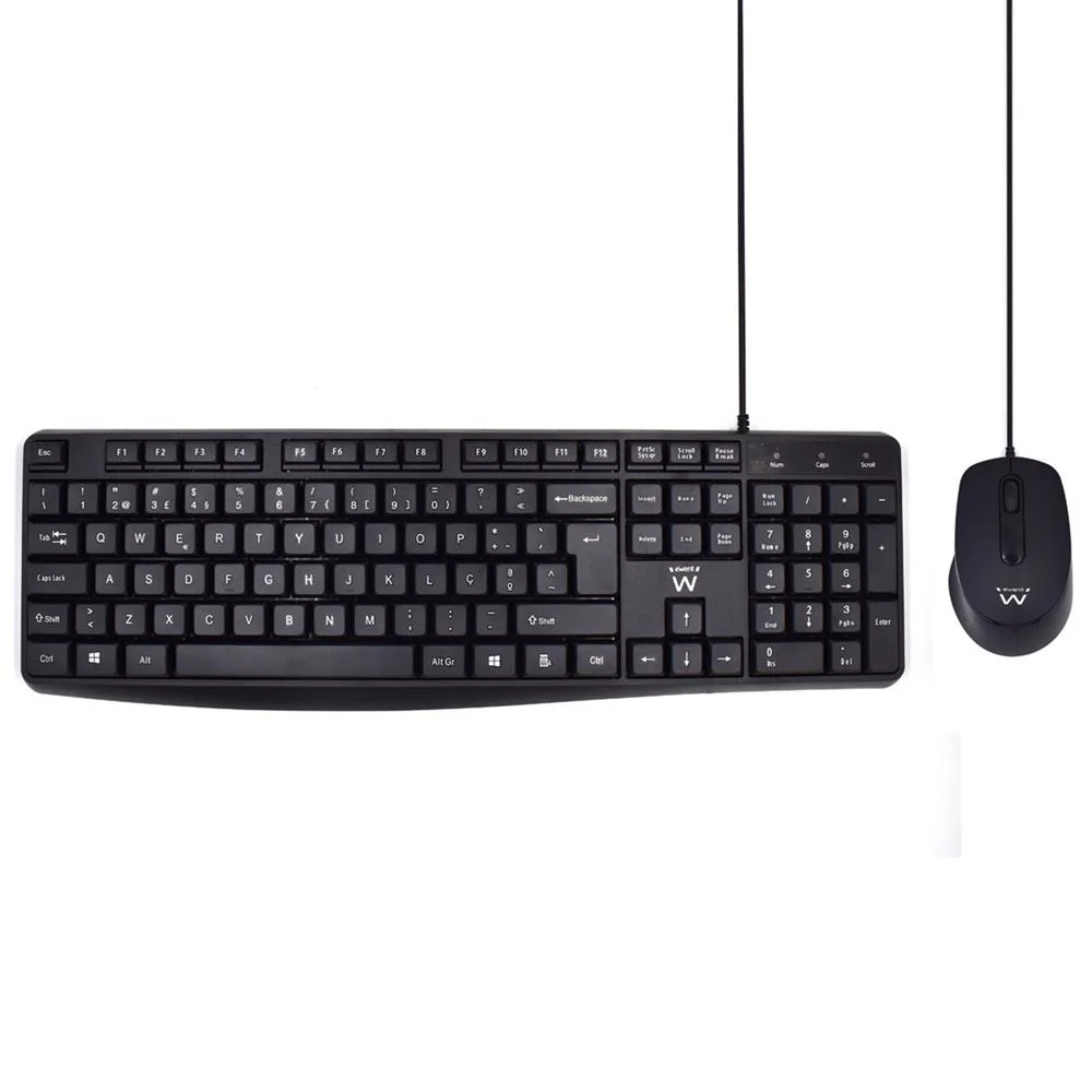Keyboard +  Mouse Set with Quiet Typing, PT Layout