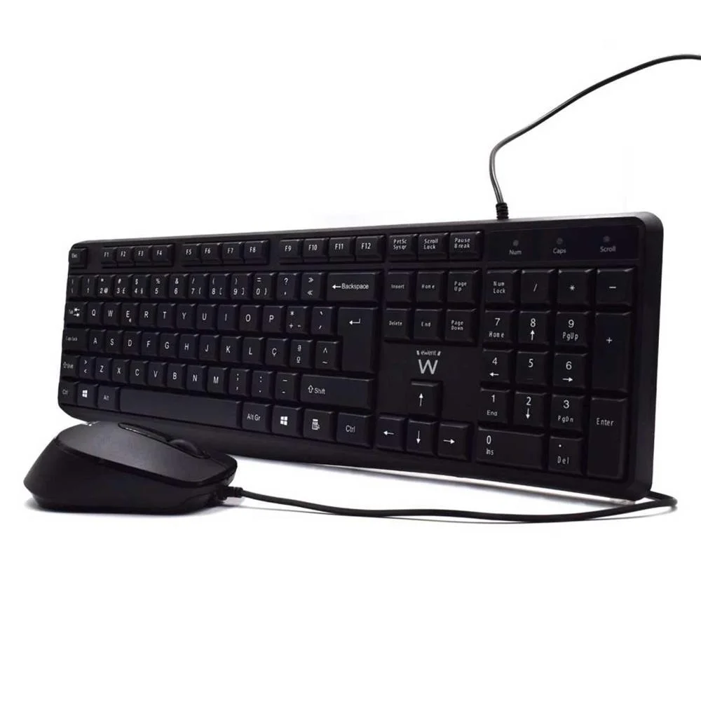 Keyboard +  Mouse Set with Quiet Typing, PT Layout