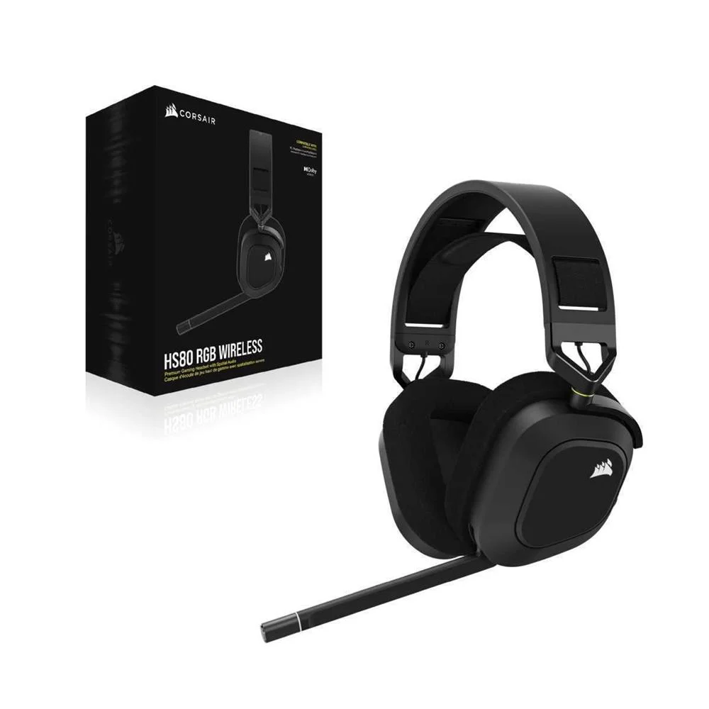 Auscultadores HS80 RGB Wireless Carbon - CORSAIR