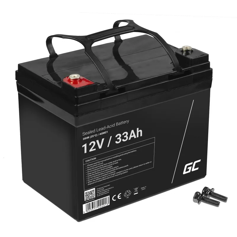 Green Cell Agm Vrla 12v 33ah Maintenance-Free Battery For Mower, Scooter, Boat, Wheelchair