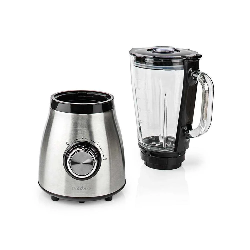 Batidora de Vaso | 800 W | 1.5 L | Cristal | 2 Ajustes de Velocidad | Negro / Plata