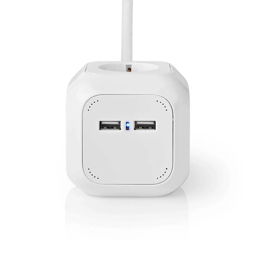Tira Cúbica 4 Tomas Schuko 2x Usb 1.5 M 3x .