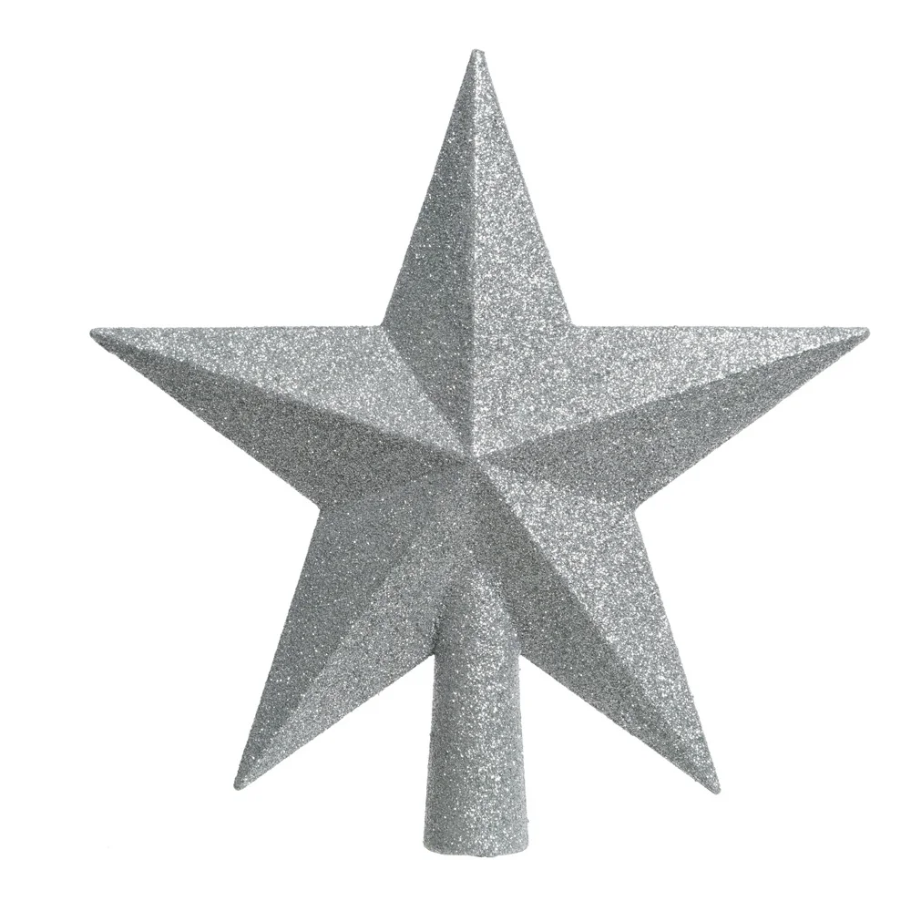 Estrela Prateada com Purpurina para Árvore de Natal 19x4,2x19cm
