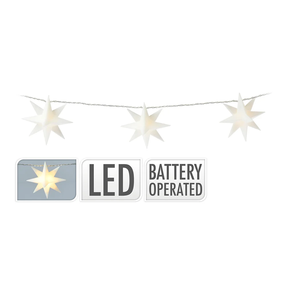 Grinalda Decorativa Estrela 10 Leds Luz Quente 1,8m