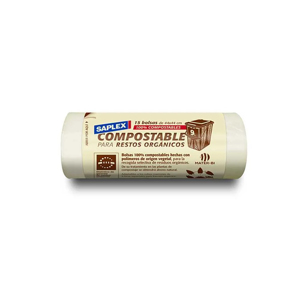 Saco De Lixo Compostable 9lt 15ud Saplex 44x44cm