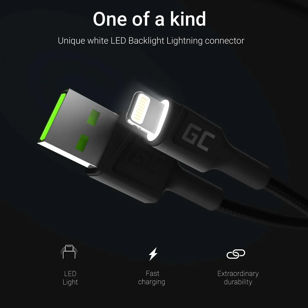 Cable Green Cell Ray Usb-A - Lightning White LED .