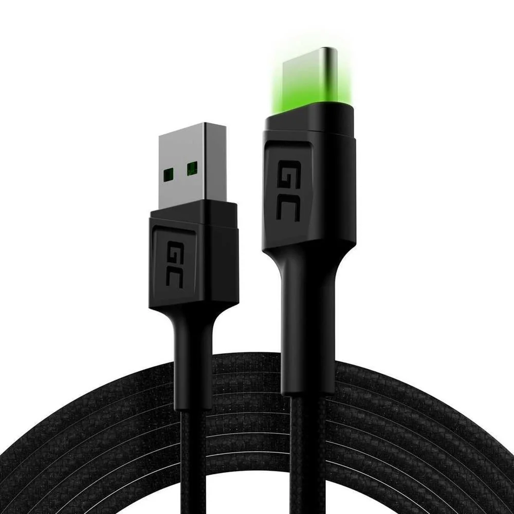Cable Green Cell Ray Usb-A - Usb-C Green LED 200c.