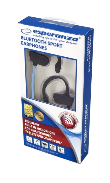 Auriculares Bluetooth Desportivos Azul/Preto - Esperanza