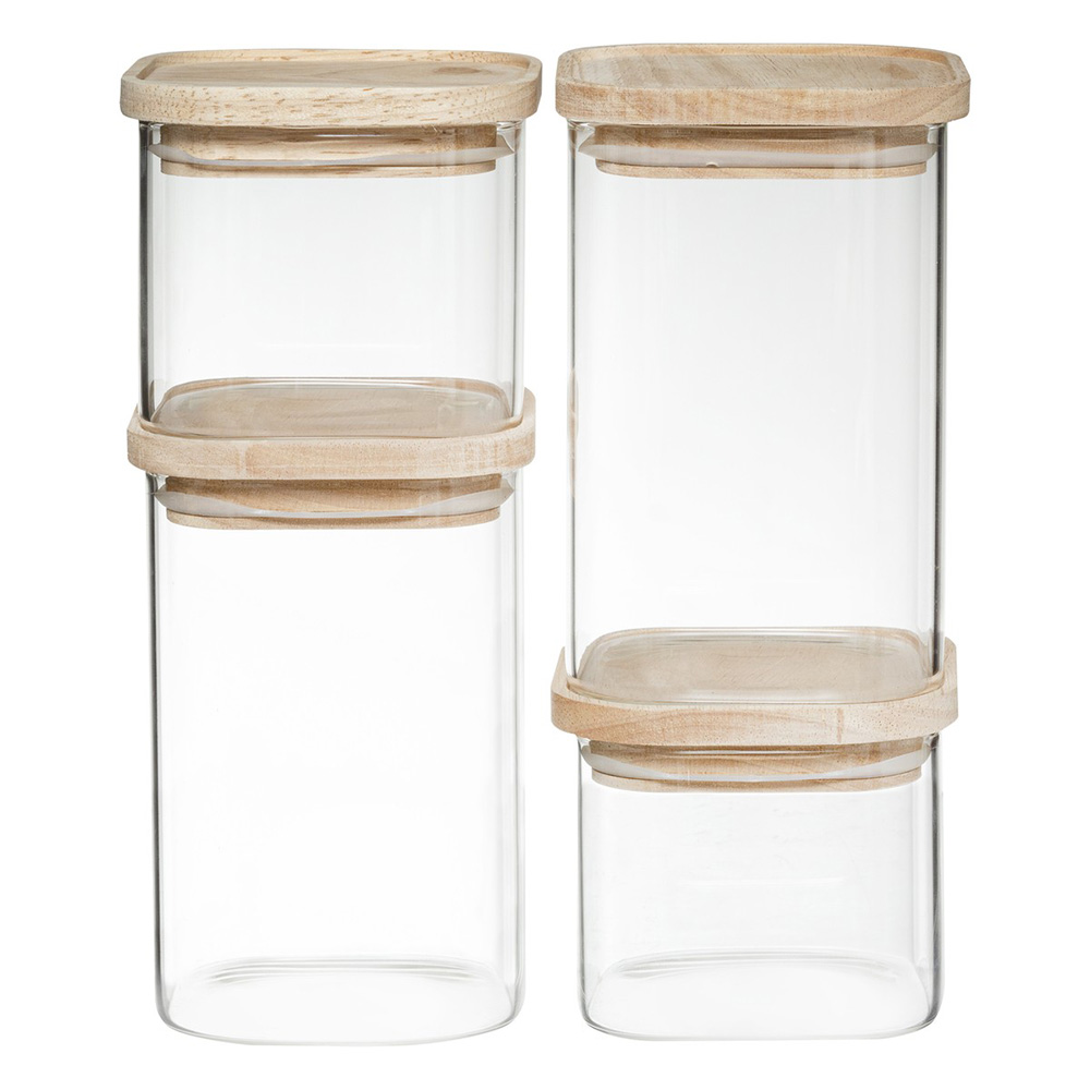 Kit 4un Recipientes De Cozinha Empilhaveis