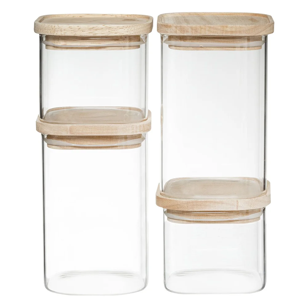 Kit 4un Recipientes De Cozinha Empilhaveis