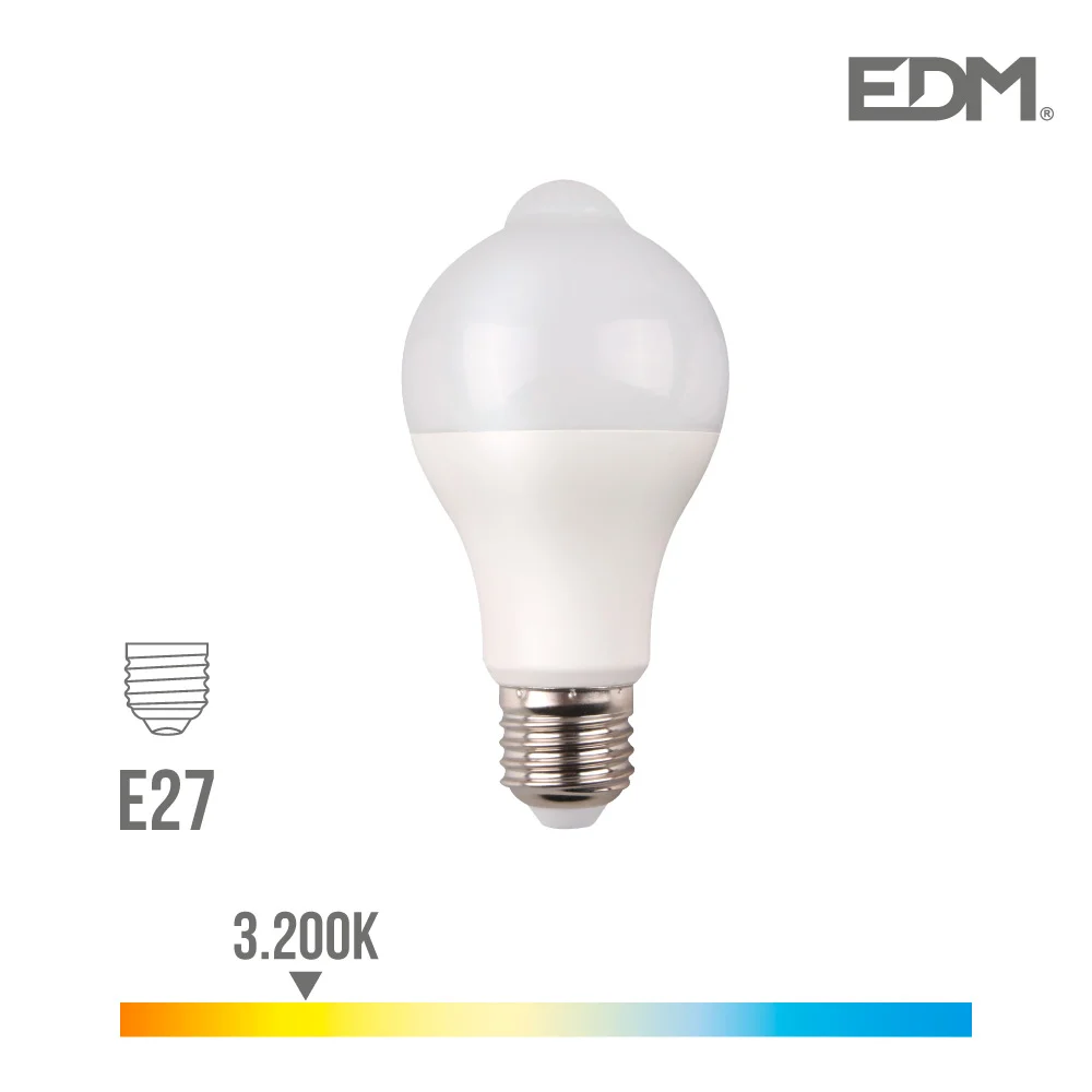 Lâmpada de LED Standard com "Sensor de Crepúsculo" E27 12w 1055lm 3200k Luz Quente Ø6x11cm Edm