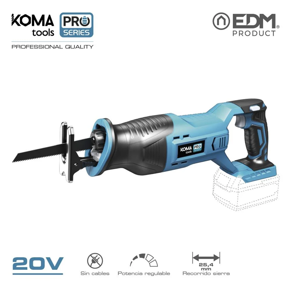Serra de Sable 20v (Sem Bateria e Carrregador) 8,5x44x15.5cm Koma Tools Pro Series Battery