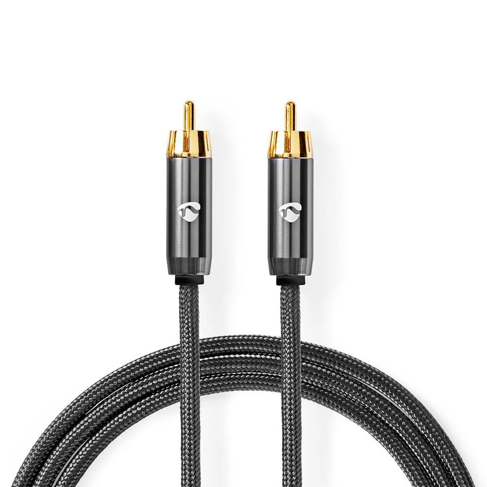 Cabo Do Subwoofer Rca Macho - Rca Macho Cinza.