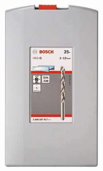 Bosch Metal Drill Set Hss-G W. Box 25 Pcs  1,0-13,0 Mm