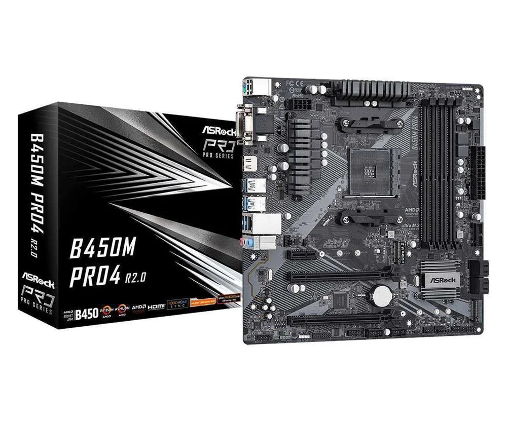 Asrock B450m Pro4 R2.0 Amd B450 Socket Am4 Micro Atx
