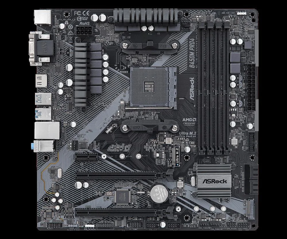 Asrock B450m Pro4 R2.0 Amd B450 Socket Am4 Micro Atx
