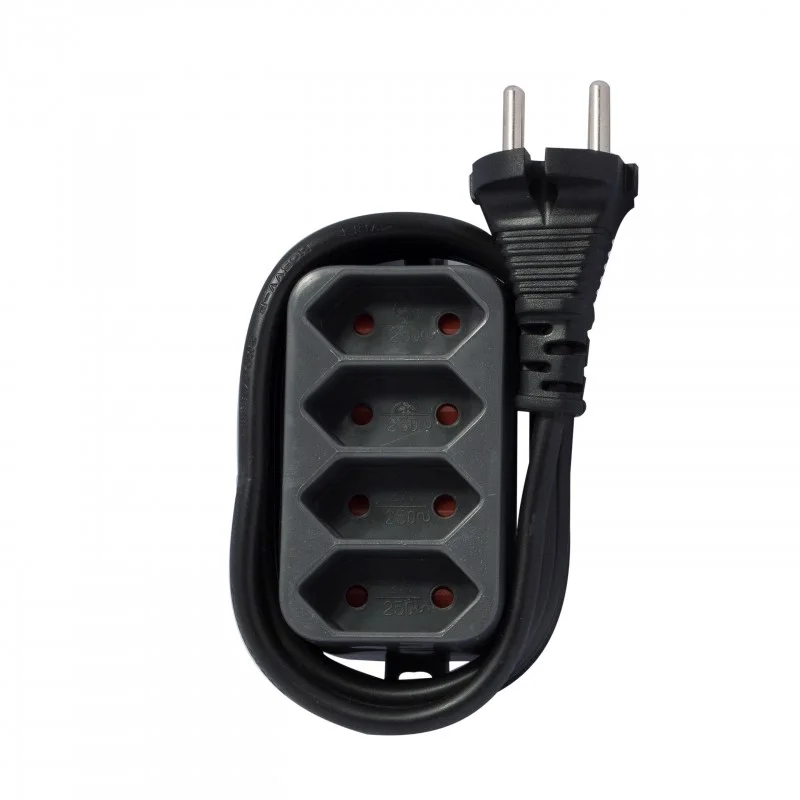 Bloco 4x2.5a Com 1.5 Metro Sem Interruptor (preto)
