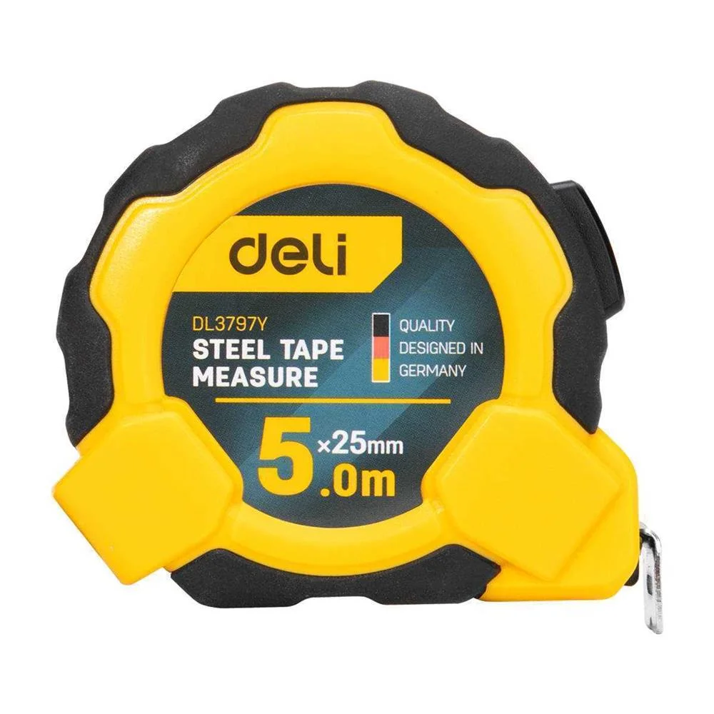 Fita Métrica de Aço 5m/25mm (Amarelo) - Deli