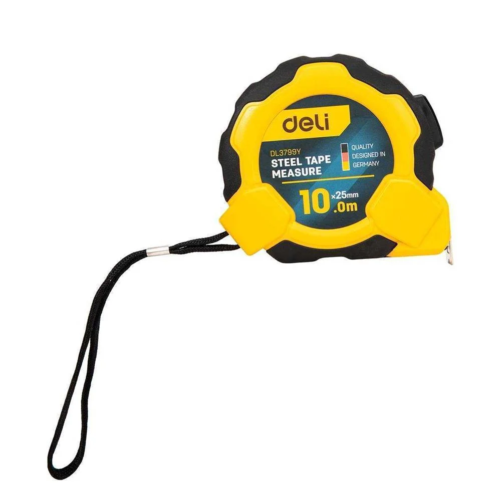Fita Métrica de Aço 10m/25mm (Amarelo) - Deli