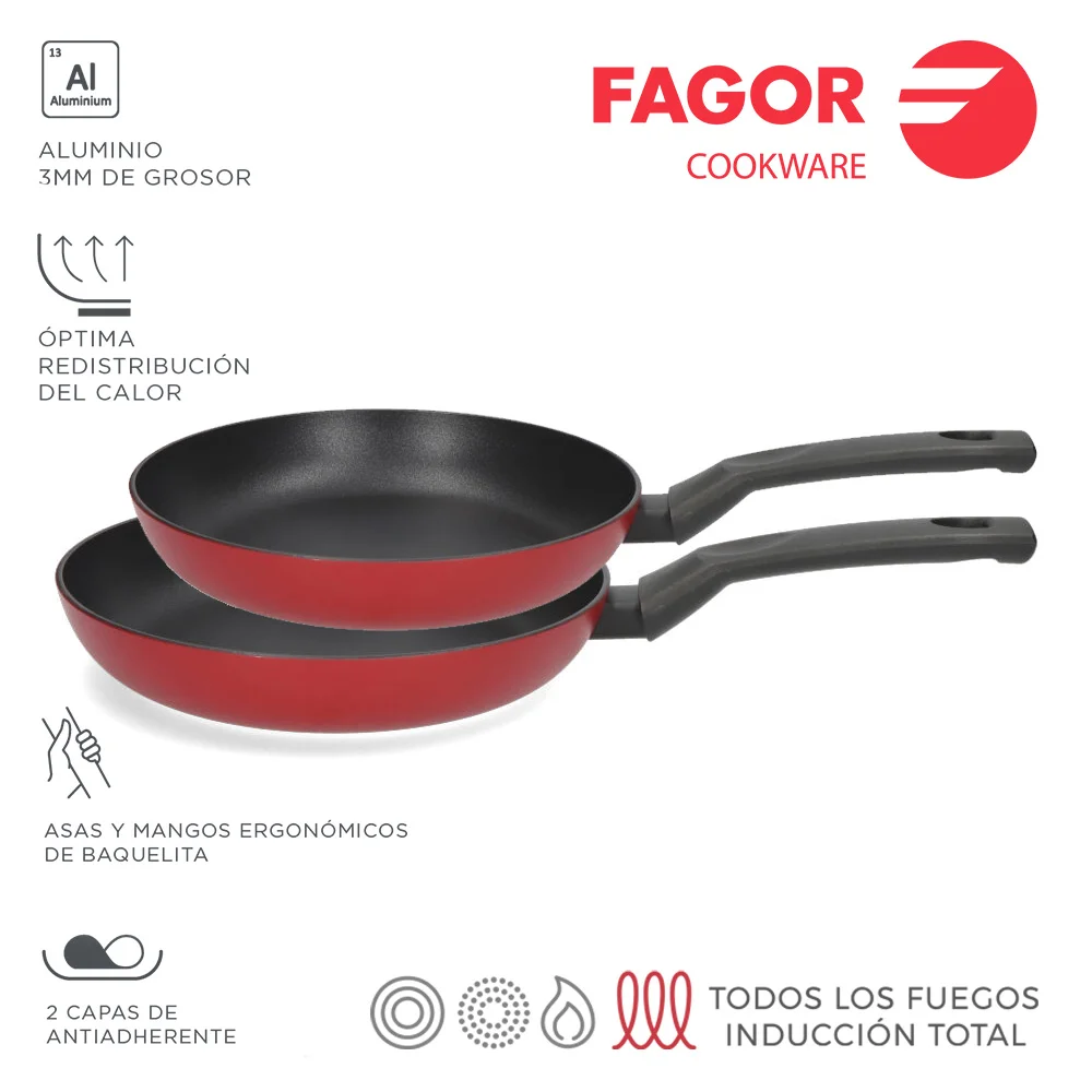Frigideira Elan 3 Rouge 20+24cm Alumínio Extra Gr