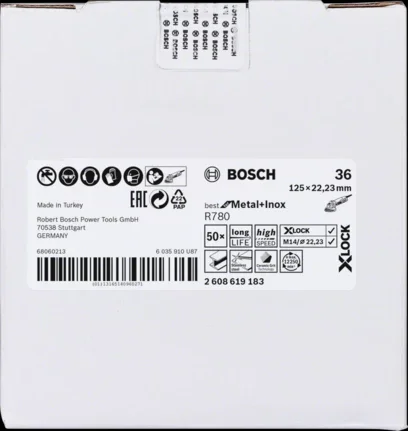 Bosch X-Lock R780 Sanding Disc Best For Metal+Inox,125mm, K36