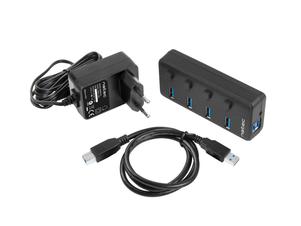 Natec Hub Usb 3.0 Mantis 2 4-Ports With Switch+Power Supply