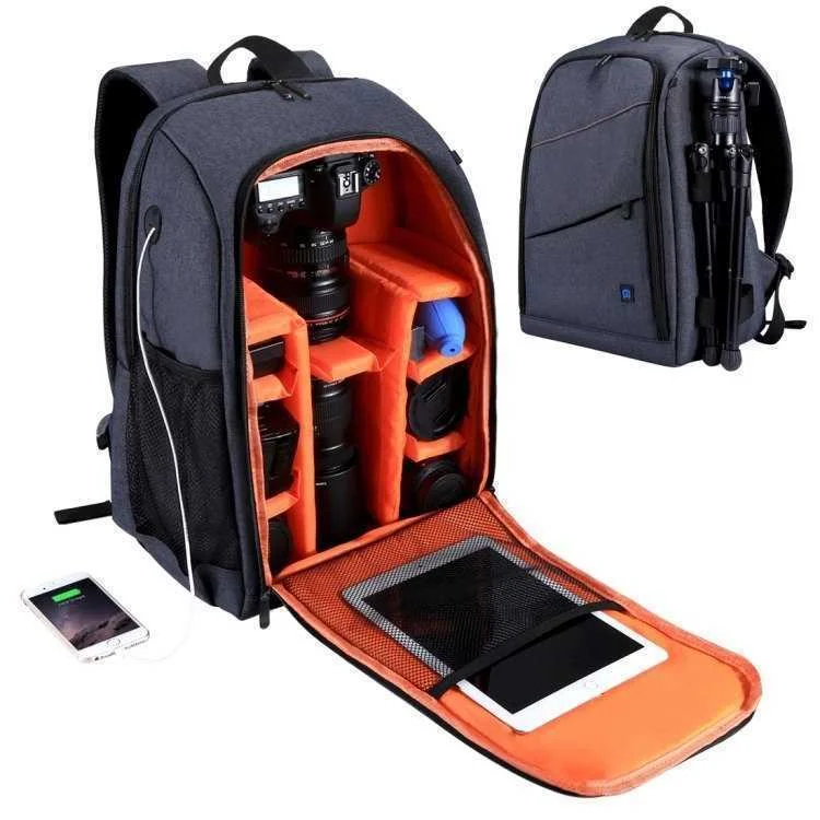 Mochila para Câmera à Prova D'água Puluz (Cinza)