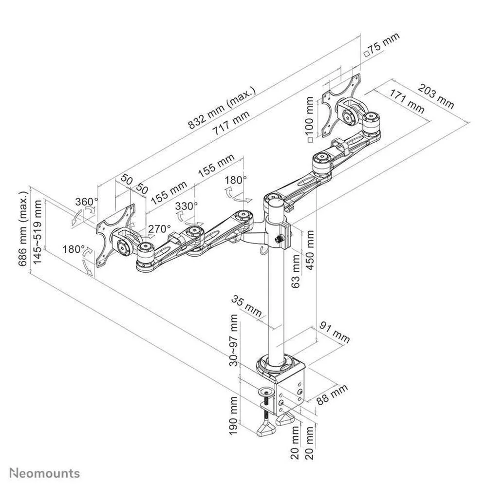 Soporte de Mesa para Pantalla Neomounts Fpma-D935d