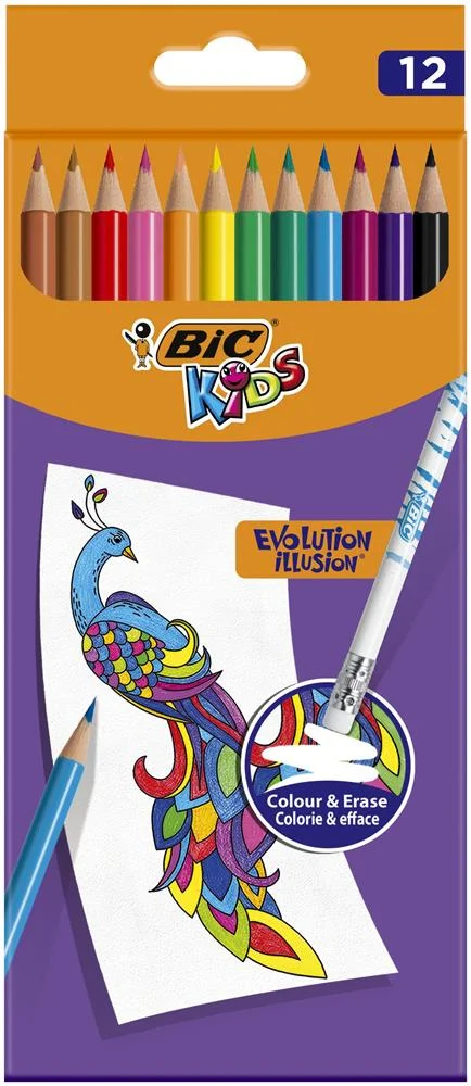 Estuche 12 Lapiceros de Colorear Borrable Evoluti.
