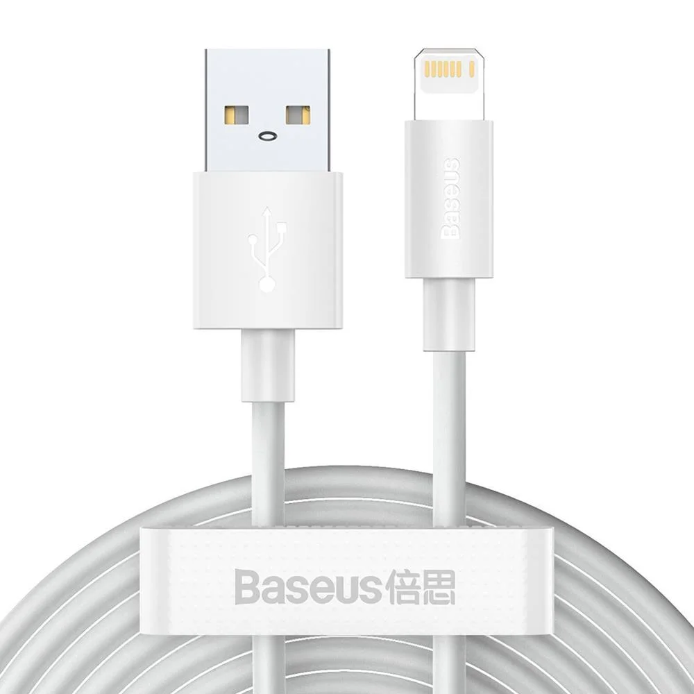 Kit 2 Cabos Lightning 2.4a 1.5m Blanco Baseus