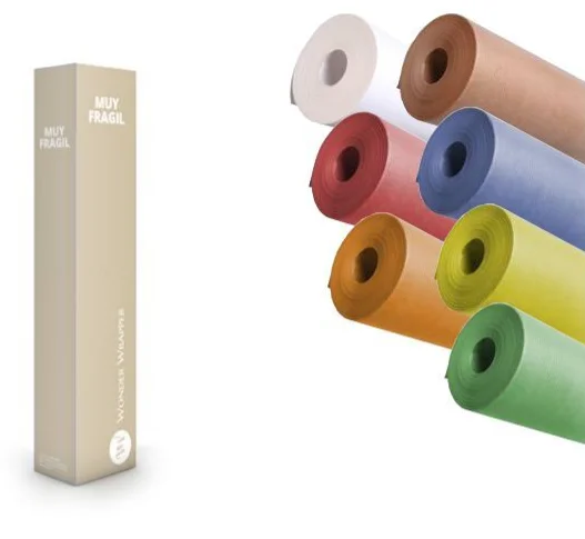 Rollo 3 Kilos Papel Embalaje Kraft Blanco Verjura.