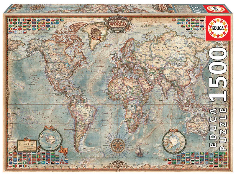 Educa Political Map Of The World Puzzle 1500 Unid.