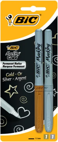 Pack 2 Marcadores Permanentes Dourado/Prateado Bic