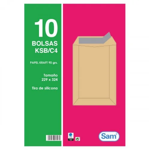 Pacotes de 10 Sacos Kraft, com Tiras de Silicone .