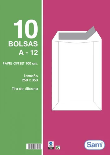 Embalagens de 10 Sacos Brancos, com Tiras de Sili.