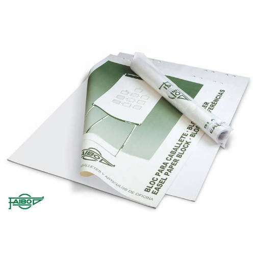 Bloc Papel para Pizarra Caballete En Liso 50 Hojas 70 Gr. 90x65 Cm. Faibo Blc-50b