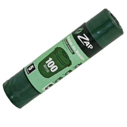ROLLO 5 UNIDADES BOLSA BASURA VERDE ESPECIAL JARD.