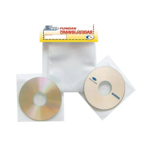 Pack de 100 Fundas Cd-Dvd Pp Transparente No Adhe.
