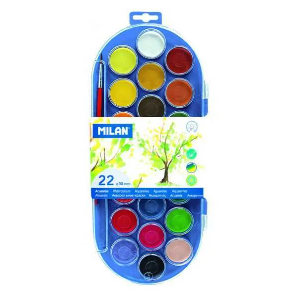 Estuche Acuarelas 22 Pastillas 30 Mm e Pincel Mil.