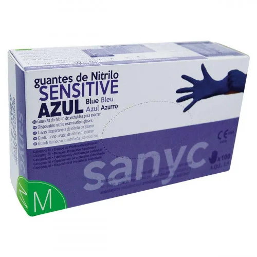 Paquete de 100 Guantes Nitrilo Sensitive S/P  T-M.