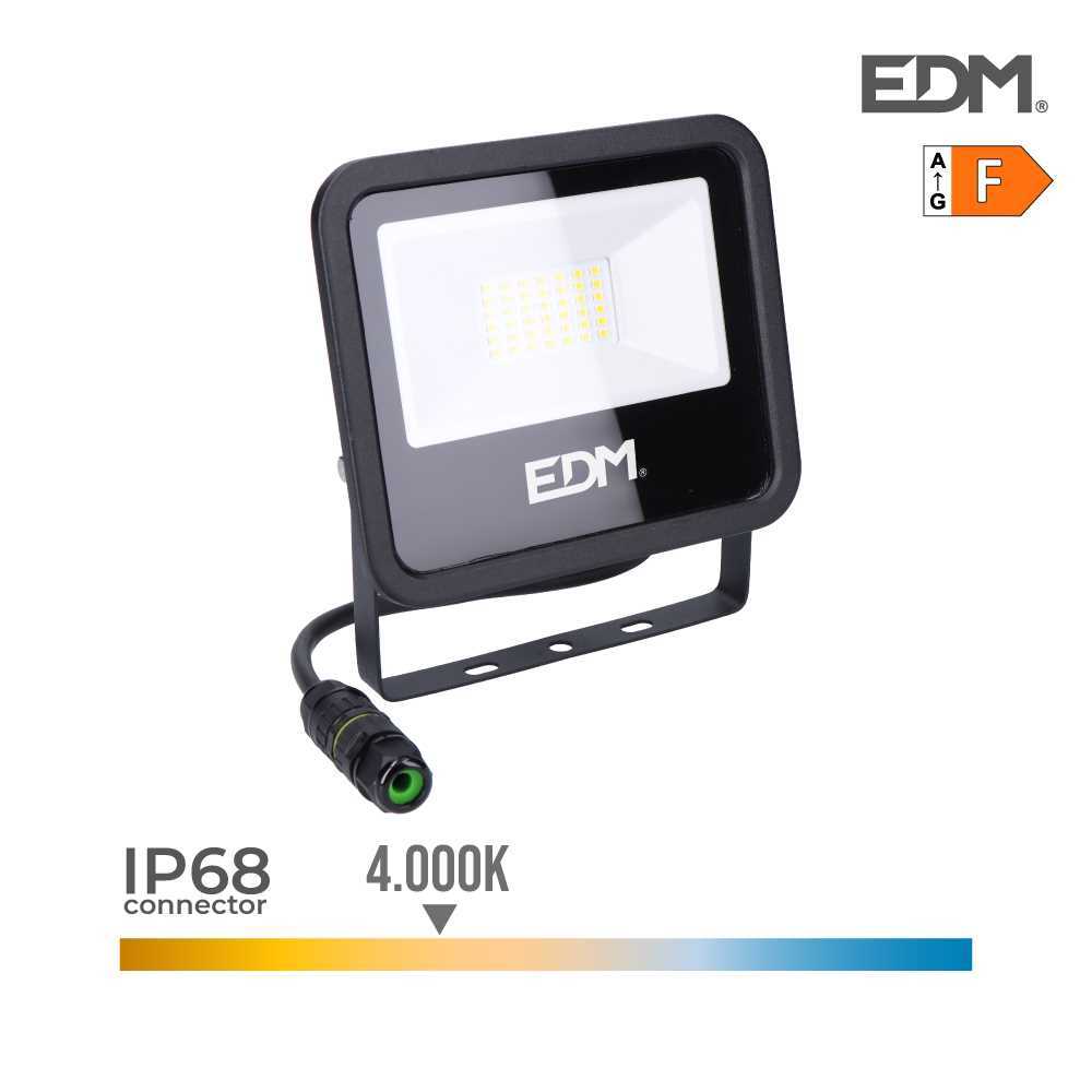Projetor LED 50w 4000lm 4000k Luz Dia Black Serie.