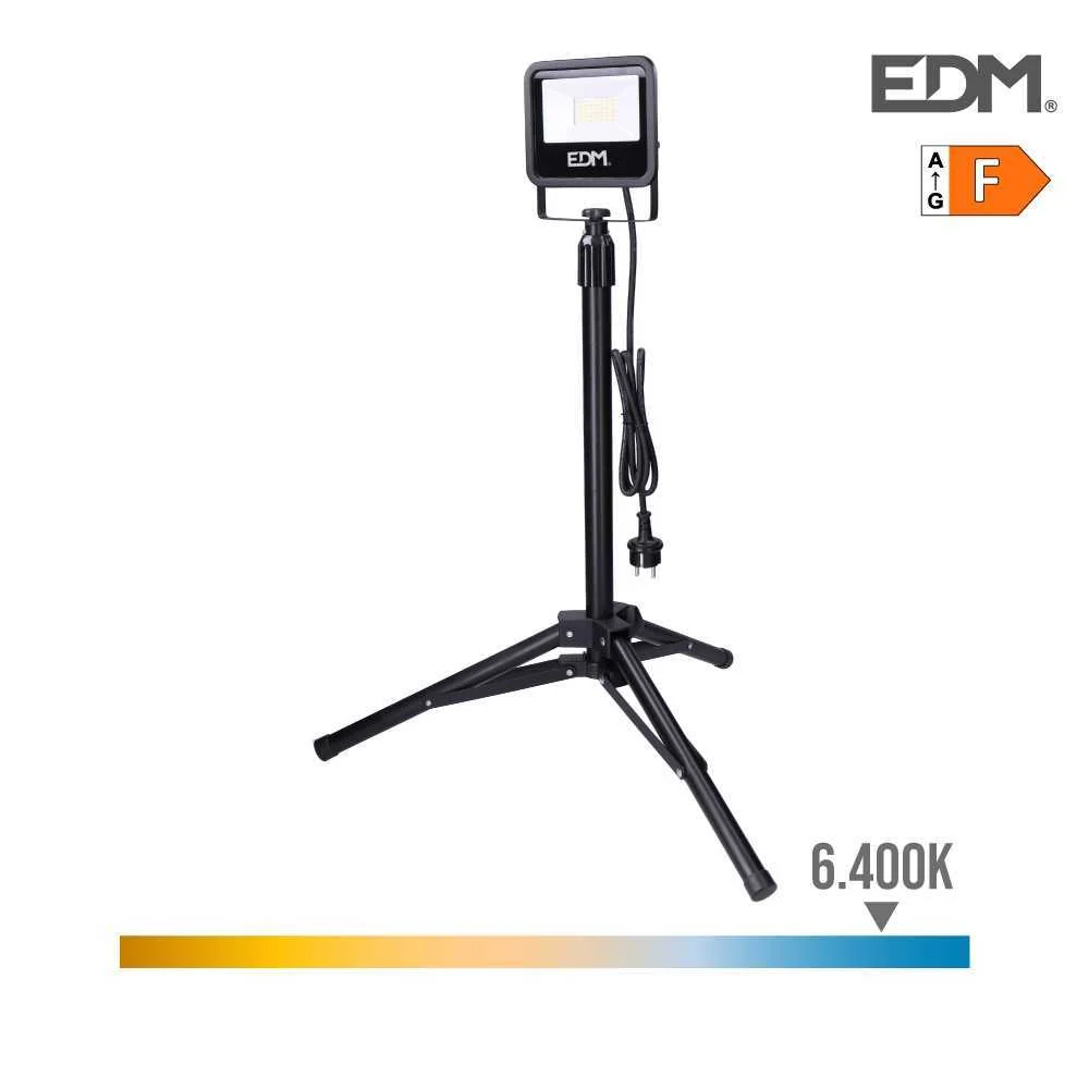 Projetor LED com Tripé 30w 2370lm 6400k Luz Fria Black Series Edm