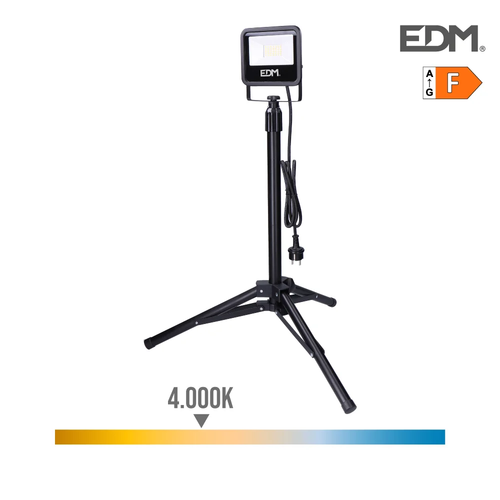 Projetor LED com Tripé 30w 2370lm 4000k Luz Dia Black Series Edm