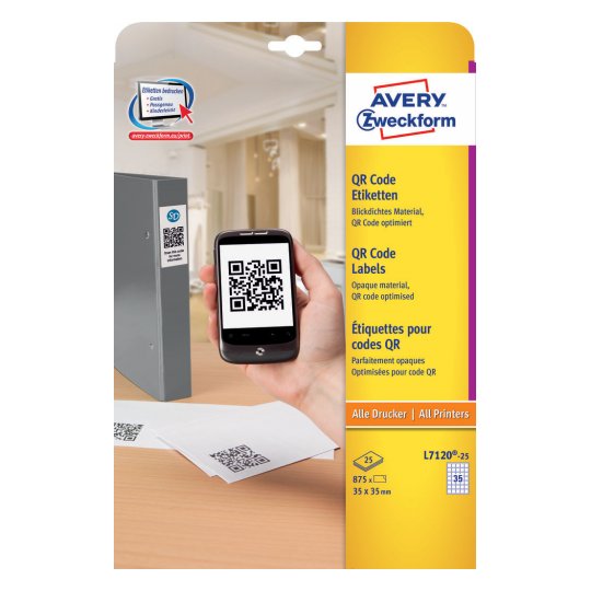 Avery L7120-25 Etiqueta Autocolante Quadrado Perm.