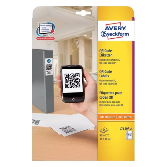 Avery L7120-25 Etiqueta Autocolante Quadrado Perm.