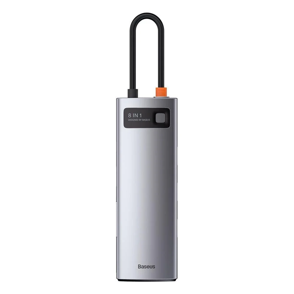 Hub 8v1 Baseus Metal Gleam Series, Usb-C Na 3x Usb 3.0 Hdmi Usb-C Pd Ethernet Rj45 Microsd/Sd